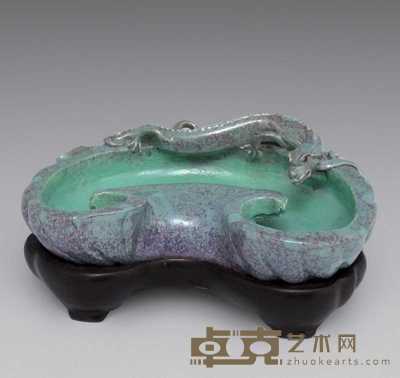 民国 炉钧釉雕蟠螭纹筆洗 高18cm